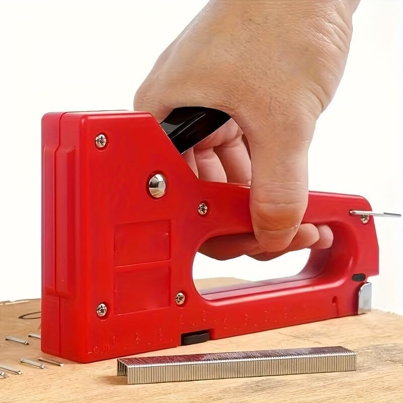 Pistola grapadora manual ligera, herramienta de fijación manual para madera y carpintería. Grapadora de tapicería de 4-8 mm viene con 100 grapas, ideal para proyectos de manualidades y reparación del