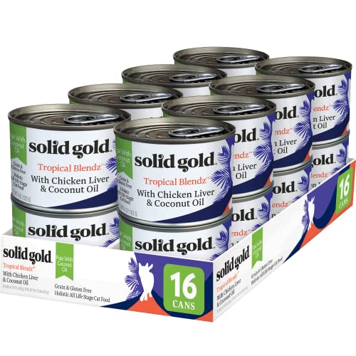 Image of Solid Gold Tropical Blendz Wet Cat Food - Chicken Liver Pate in Coconut Oil - Canned Cat Food, 16 Pack