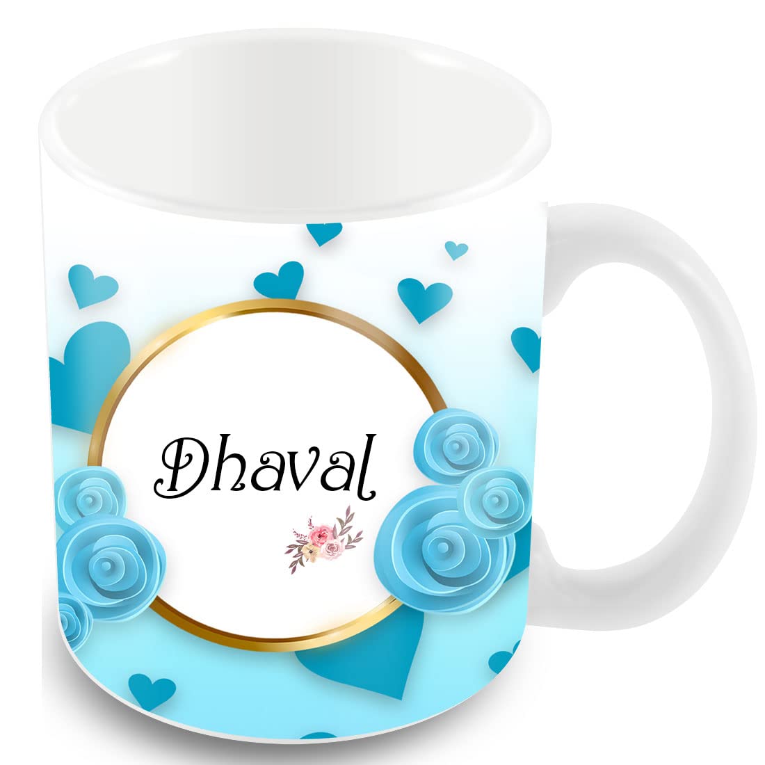 Tovaih Printed Design of Name Dhaval Ceramic Coffee Mug, Birthday Gift, Name Coffee Mug, Tea & Coffee Cups - 350 ML