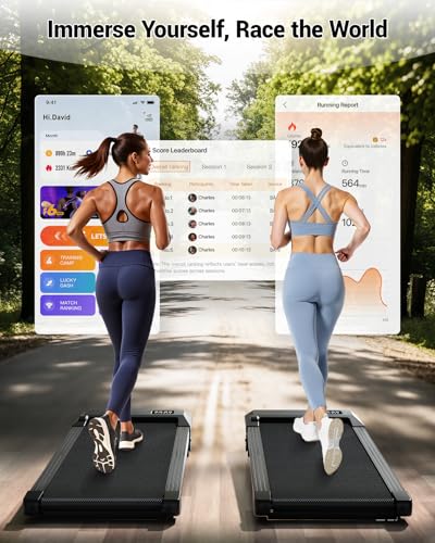 Image of DeerRun Under Desk Walking Pad Treadmill for Home Office & Small Spaces, 6% Manual Incline, 0.6-3.8 MPH Walking Speed, 2.5 HP, 300 lb Capacity, App & Remote Control