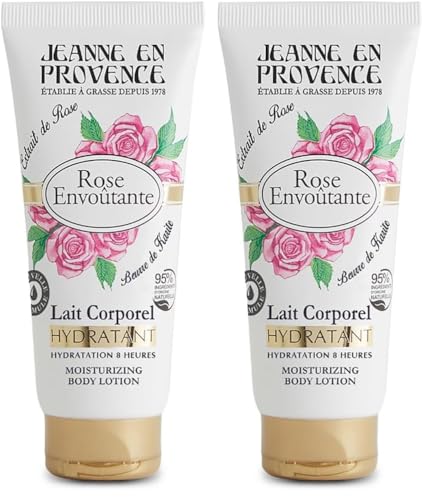 JEANNE EN PROVENCE - Lait Corporel Hydratant et Parfumé - Parfum Rose Envoûtante - 95% d'Ingrédients d'Origine Naturelle - Peau sèche - Fabriqué en France...