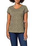 Lockerer Passform edc by ESPRIT Damen Basic Print T-Shirt, 350/KHAKI Green DOTS, XXL