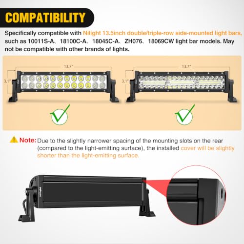 Image of Nilight 13.5 Inch Spot Flood Combo LED Light Bar Black Cover