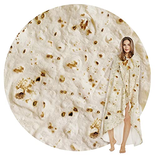 Searoomy Burritos Tortilla Throw Blanket, Tortilla Wrap Blanket, Novelty Tortilla Round Blanket Giant Tortilla Round Soft Blanket For Adults And Kids (Light Yellow, 80 Inches) #TOP11