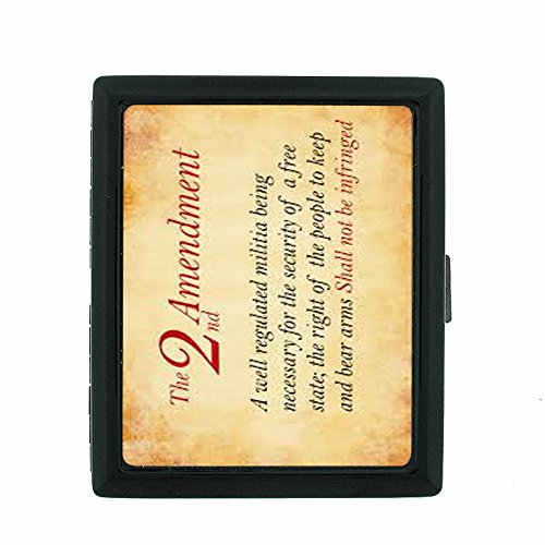2nd Amendment D3 Small Black Metal Cigarette Case Gun Rights Arms Constitution