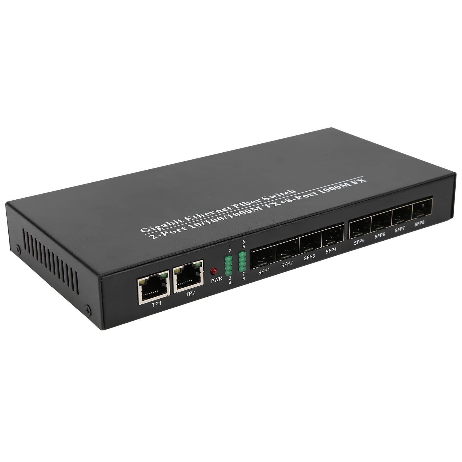 Eujgoov Convertisseur de Fibre Ethernet Gigabit, émetteur-récepteur Fibre Gigabit Commutateur Fibre Ethernet XXS-SFP-8F2G Commutateur Fibre Ethernet Gigabit 1,25G DC 5V/3A 10/100/1000Mbs
