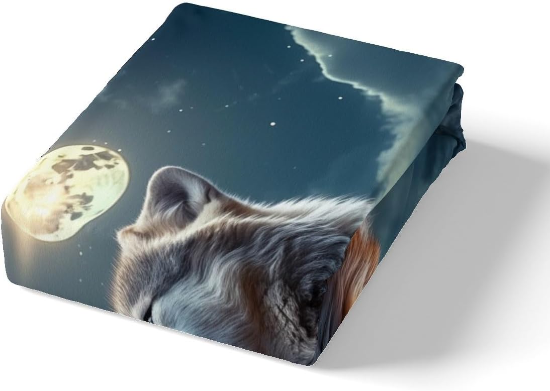 Feelyou Wolf Bedding Set Twin Size, Wolf Animal Duvet Cover Kids Boys Girls Wild Wolf Comforter Cover Kids Wolf Bedspread Cover Soft Quilt Cover 2Pcs(No Comforter)