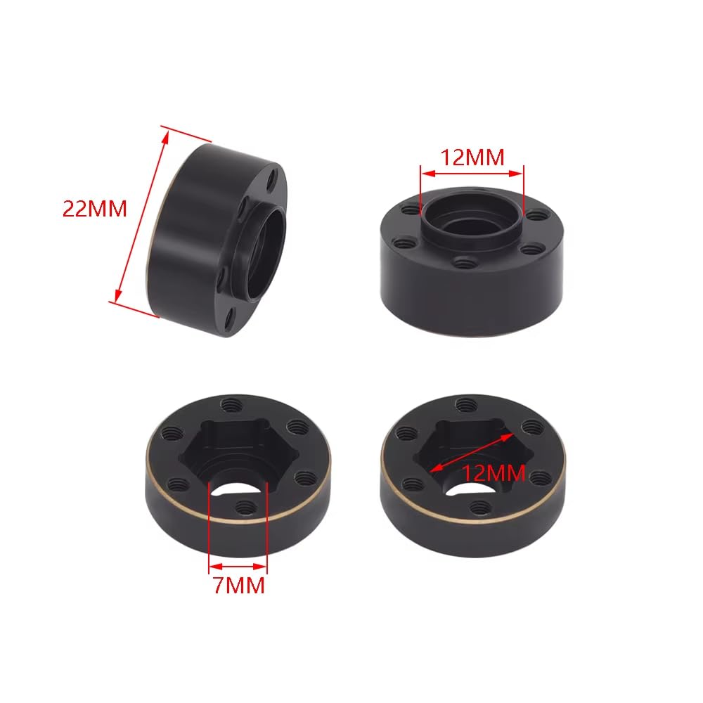 Ciężarek sześciokątnego adaptera piasty mosiężnej do felg antypoślizgowych 1.9 2.2 RC Crawler Axial SCX10 Capra TRX4 TRX6 VS4-10 Gen8(B 9MM 2pcs)