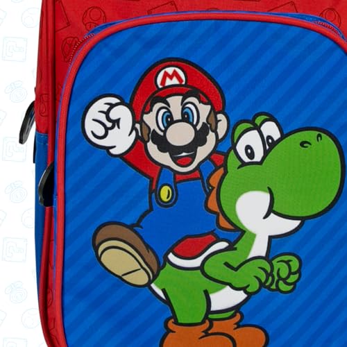SUPER MARIO Plecak na Kółkach Dzieci 3 4 5 6 Lat - Mario Bros Tornister dla Małych Chłopców Mario Yoshi Lekki - Plecak z 2 Rolkami do Przedszkola Lekki z Regulowanymi Paskami na Ramię - 36x25x15 cm