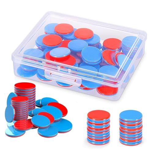 100 Stück Wendeplättchen Rot Blau Plastik 2.5cm Wendeplättchen Mathematik Lernhilfe Plastik Rechenplättchen Grundschule Mathematik Wendeplättchen Zählchips für Berechnung Bingo Spielkarten