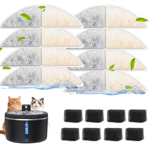 Filters for Cat Water Fountain Cordless, 4 Months Set of Replacement Filters for Ultra Quiet Pet Water Fountain,White 8 Count (Pack of 1)