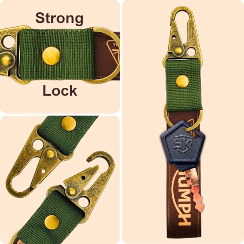 Image of SnapStrap MotoLink Carabiner Keychain Compatible with Triumph Bike Strong Heavy-Duty Metal Clip with Fabric Key Ring Bike Accessory