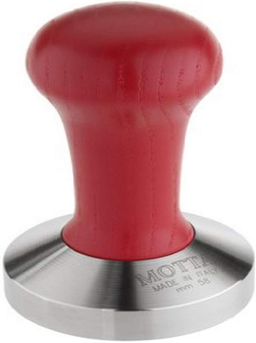 Motta Professional Convex Base Coffee Tamper with Red Handle, 58mm