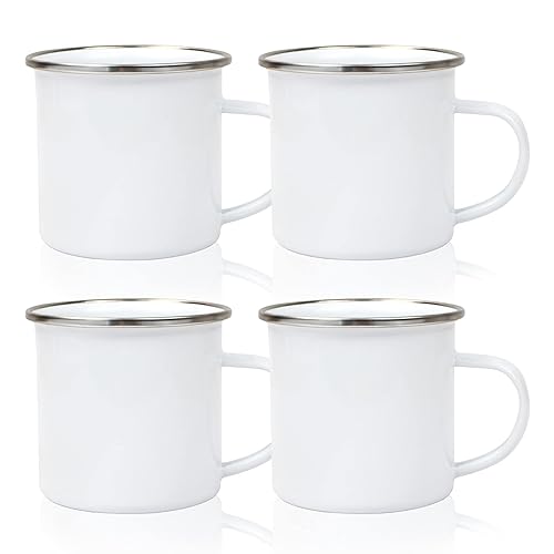 4 Pcs Sublimation Blank White Enamel Mug 12 OZ with