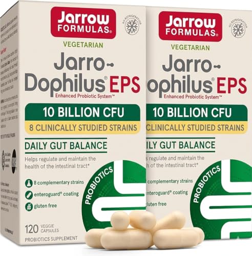 Image of Jarrow Formulas Jarro Dophilus Probiotics 10 Billion CFU - Probiotic Supplement Capsules for Digestive Health & Gut Health for Women and Men, 120 Veggie Capsules (Pack of 2)