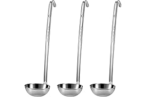 Meekoo 3-Piece Stainless Steel Water Spoon with Pouring Rim for Effortless Serving