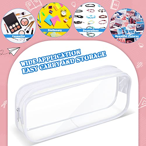 Image of Sepamoon 30 Pcs Clear Pencil Pouches with Zipper, Multipurpose Pencil Cases Bulk, Waterproof Cosmetic Bags for School Supplies, Markers, Makeup Brushes, Travel Toiletries & Daily Organization(White)