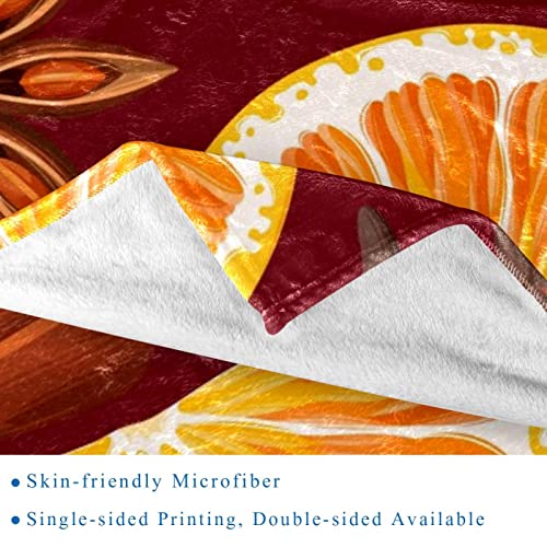Couverture polaire microfibre orange et épices 150x130 cm