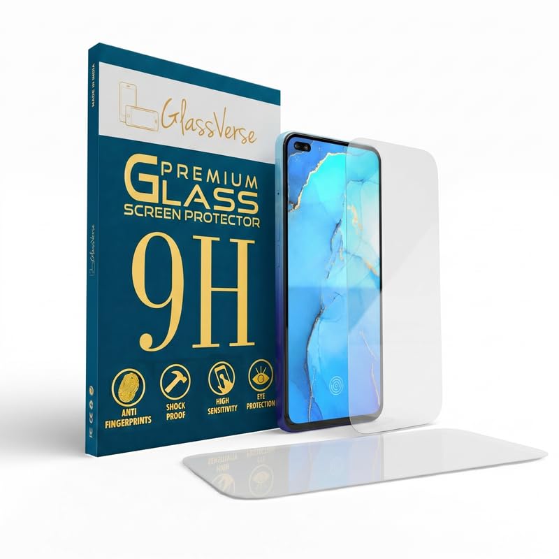 Image of GlassVerse PureView Tempered Glass for Oppo Reno 3 Pro | Crystal Clear, 9H Hardness Screen Protector, Edge to Edge, Case Friendly, Hassle-less Installation Kit Included. (Pack of 2)
