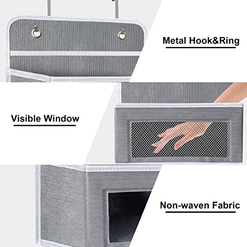 Vaisoz Over The Door Organizer,6 Pockets Fabric Over The Door Storage With Mesh Perspective Window,Wall Mount Hanging Organizer For Bedroom Pantry Closet,Baby Storage-Grey #TOP3