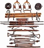 Combo Set of Team Driving Leather Pony Show Training Cart Harness Set Breaching & LOIN Strap, Breast