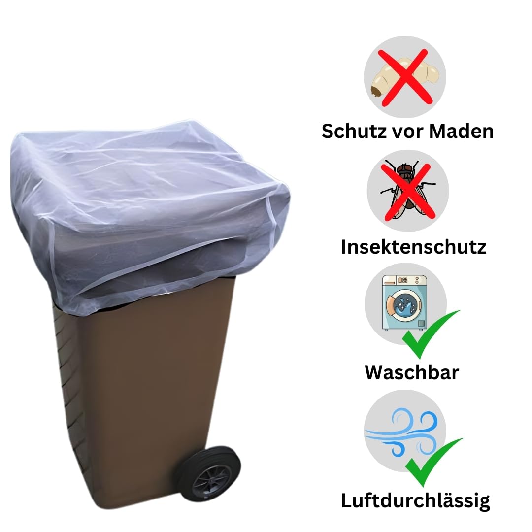 Abdecknetz für 240 l Biotonne Mülltonne Netz ca. 75 x 75 cm Hygiene Schutz vor Insekten und Maden aus Polyester