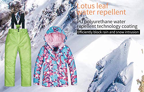 Image of Girls /Boys Snowsuits Hooded Insulated Windproof Winer Coats Ski Jacket Snow Pants Set