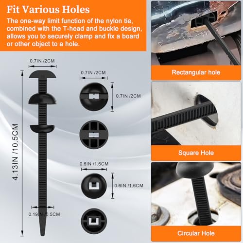 Coopache Universal-Kabelbinder-Schnalle aus Nylon für Auto Heavy Duty, strapazierfähig, verbesserte Auto-Reißverschluss-Clips, Kotflügel-Kabelbinder, obere bewegliche Kuppel (Schwarz, 50 Stück)