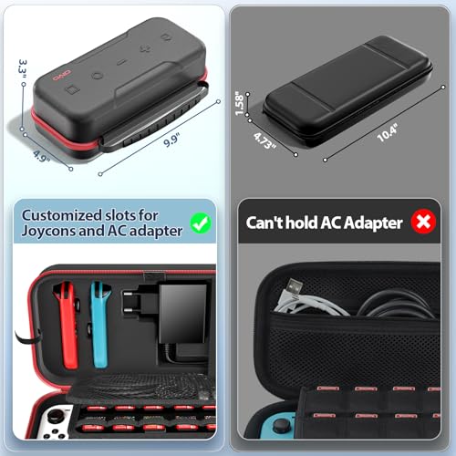 OIVO - Funda para Nintendo Switch & Switch OLED, Funda de Transporte NS con 20 Ranuras para Tarjeta, Funda Protectora y Carcasa rígida para Nintendo Switch Console & Accesorio, Color Rojo