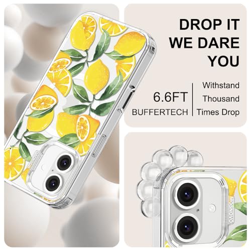 MOSNOVO Case for iPhone 16 Plus, [Compatible with Magsafe] [Buffertech 6.6ft Military-Grade Drop Protection] [Anti Peel Off Tech] Clear Phone Case Design - Lemon by MOSNOVO - Used condition - Image 5