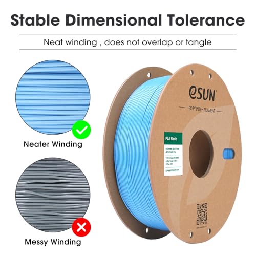 Image of eSUN PLA Basic Filament 1.75mm, 3D Printer Filament High Speed PLA for Fast Printing, 1KG per Spool, 2 Spools High Speed 3D Printing Filament, Light Blue