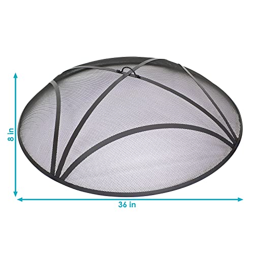 Sunnydaze Reinforced Steel Mesh Fire Pit Spark Screen - Round Fire Pit Screen With Ring Handle - Durable Black Metal Mesh Design - Patio Fire Pit Accessory - 36-Inch Diameter #TOP2