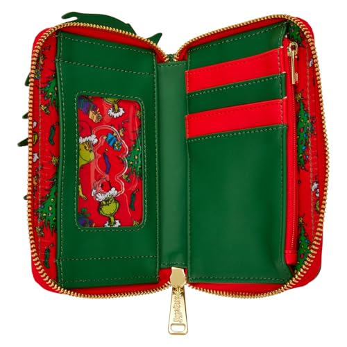 Image of Loungefly Dr. Seuss Grinch Holiday Zip Around Wallet