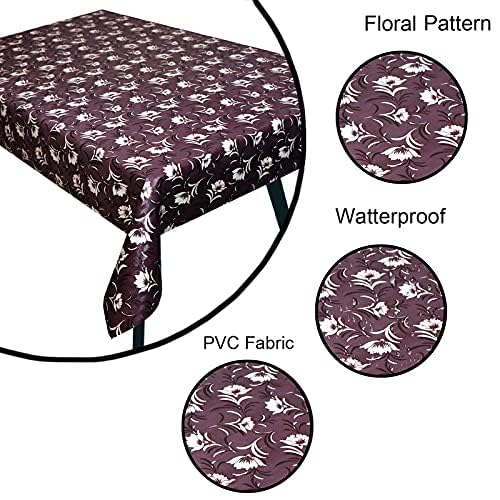 Image of Dakshya Industries PVC Waterproof Withoutlace Dining Table Cover (Size - 54X78 Inch) Rectangle 6 Seater Heat Rasistant Table Cloth (T11)