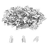 Tamaño adecuado: aproximadamente 4 mm de ancho, 9.5 mm de largo, 3 mm de espesor, agujero: 1 mm, tamaño adecuado para hacer manualidades, suministro de joyería versátil para pendientes, collar, pulsera, cinturones. Darte la sensación de la moda. Se ajusta perfectamente alrededor de los extremos del cable., cuerda.