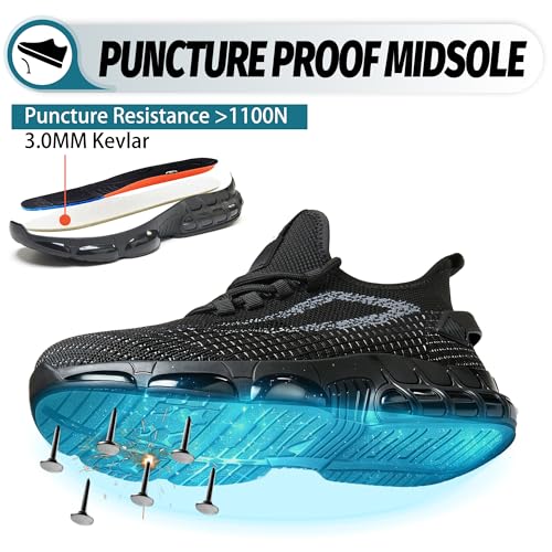 Image of Breathable Steel Toe Sneakers for Women Lightweight Puncture Proof Work Shoes Non Slip Safety Tennis Shoes Comfortable for Construction Industrial Warehouse