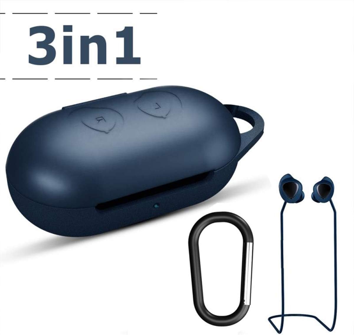 YICTONE Silicone Case for Galaxy Buds 2019, 3 in 1 Silicone Accessories Set Protective Cover, Silicone Case/Keychain/Anti-Lost lanyards Compatible with Samsung Galaxy Buds Plus 2020(Blue)