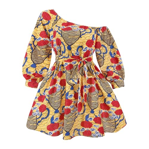 Image of Women Boho African Floral Print Pleated Short Midi Dress Multi-Way Dress for Casual Rave Club Party