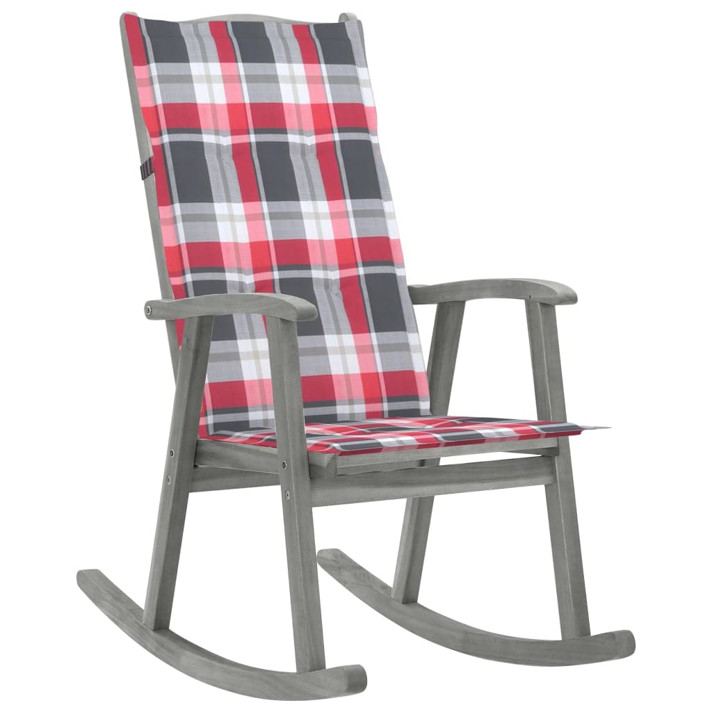 Fauteuil à bascule en bois d'acacia massif de haute qualité avec dossier haut ergonomique et coussin