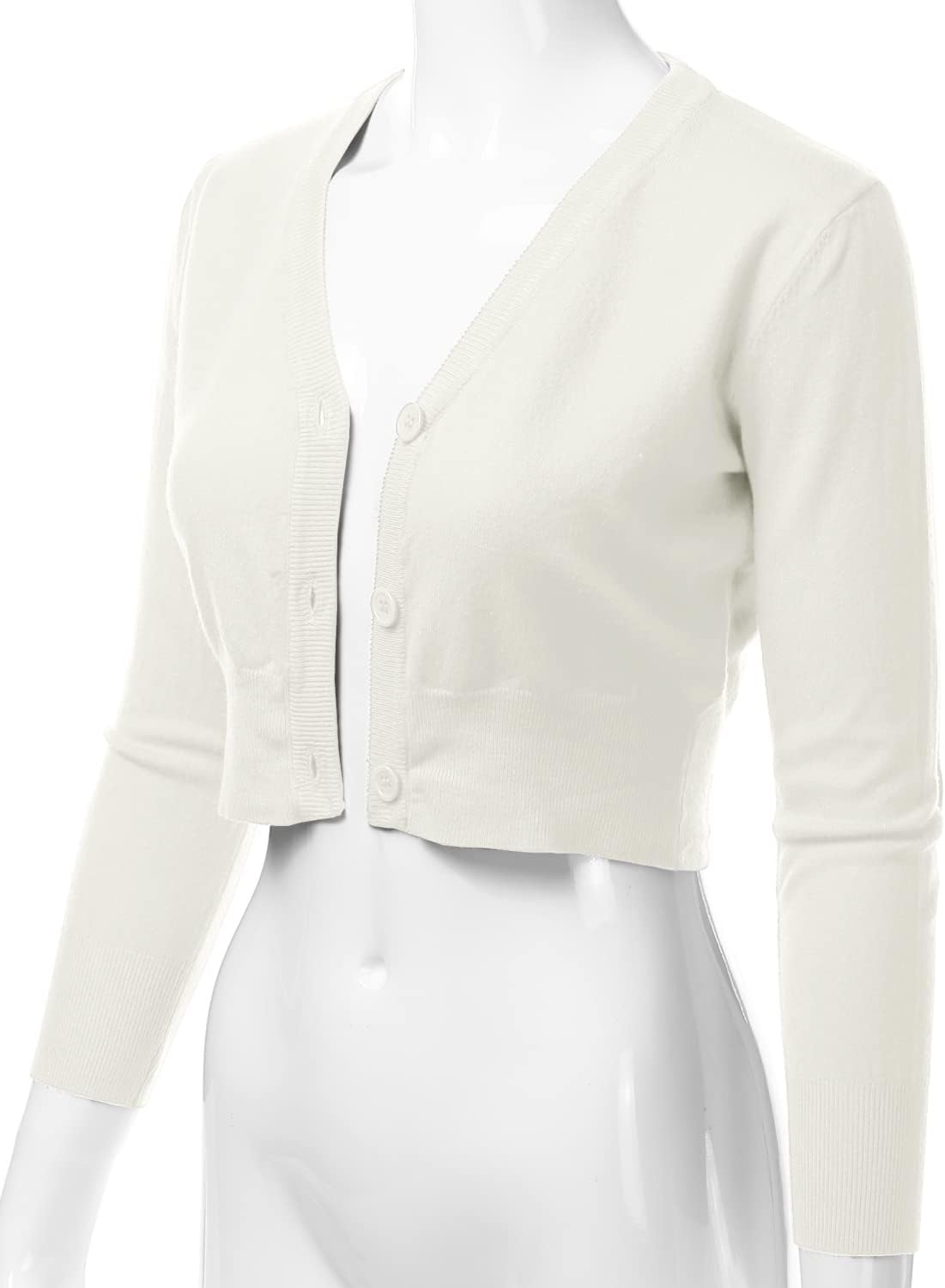 Women's 3/4 Sleeve Soft Open Front Cropped Sweater Cardigan (S-XXL)