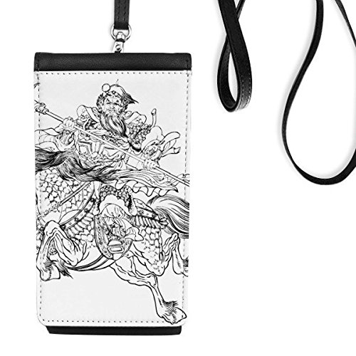 Sac téléphone cuir Guan Yu étui suspendu smartphone Trois Royaumes