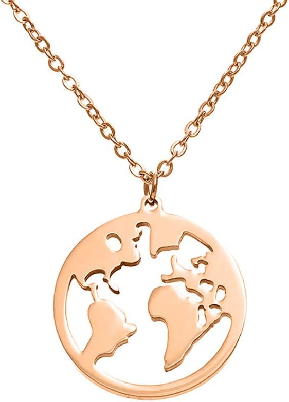 Vintage Round Origami World Map Necklace Women Geometric Round Necklace Circle Necklaces & Pendants Choker Jewelry image 4