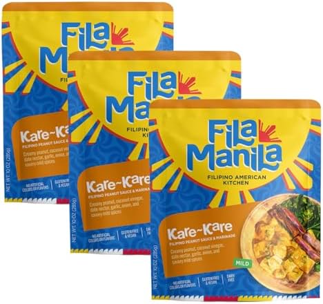 - FilaManila Filipino Peanut Simmer Sauce & Marinade Traditional Kare Kare New 2024, Savory Peanut, Garlic, & Onion, Vegan, Gluten Free, Dairy Free