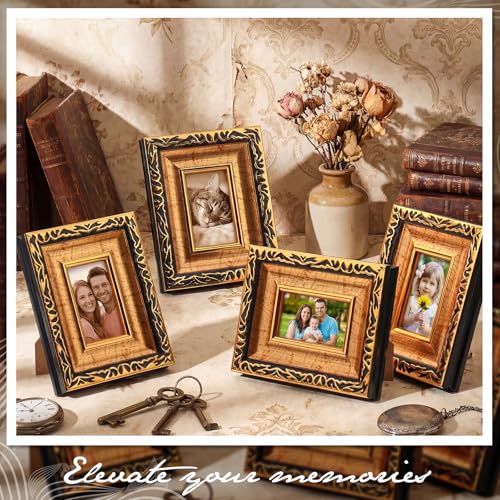 Image of 12 Pcs 2 x 3 Inch Black Gold Small Picture Frames Bulk Mini Vintage Antique Ornate Retro Baroque Photo Frames with Backboard for Wall Hanging Tabletop Home Decor Wedding Christmas Display