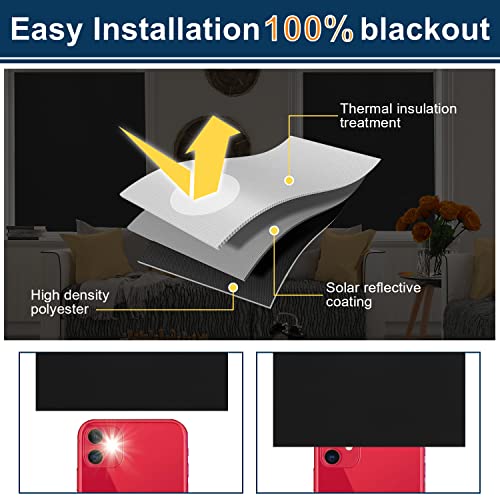 Portable Blackout Shades, 118" X 57" Blackout Curtains Cut To Size, Travel Window Blackout Blinds, 100% Blackout Material No Drill Temporary Blackout Window Cover For Baby Nursery, Bedroom, Travel #TOP1