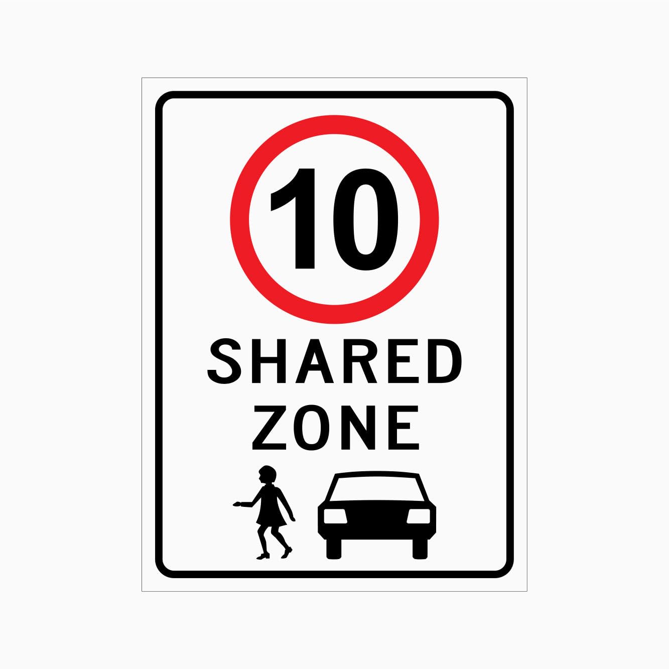 10km SHARED ZONE Sign Road Safety Metal Tin Sign 8 x 12 inch for Industrial & Commercial Series