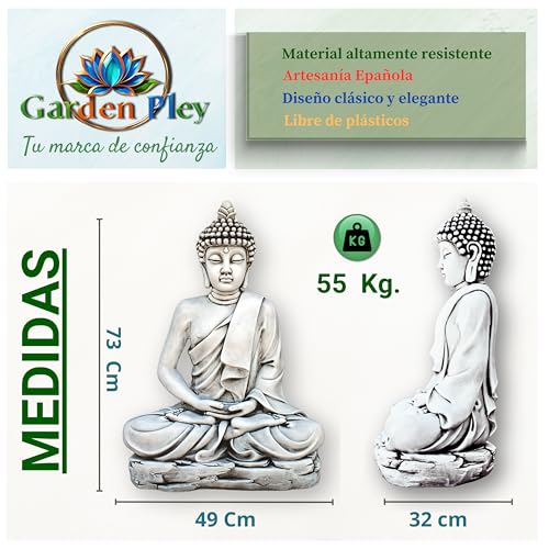 Miniatura 6 de Garden Pley Buda Grande Sereno 73 Cm Ceniza . Budas Grandes De Jardin Zen En Piedra Artificial Para Decoracion Jardin Exterior. Figuras Y Budas Decorativos. Estatuas Decorativas Feng Shui.