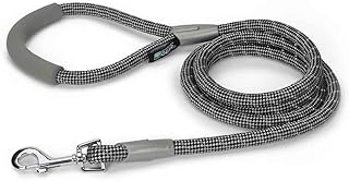 Reflective Rope Dog Leads High Visibility Durable 6 Foot Padded Handle Strong (Black)