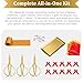 Multi-Person Grand Opening Ribbon Cutting Kit with All Gold Stainless Steel Scissors, Gold Rectangular Tray, Red Cover, Satin Ribbon and Bows For Both Hands (3 Pairs of Scissors - Golden-A Ribbon)