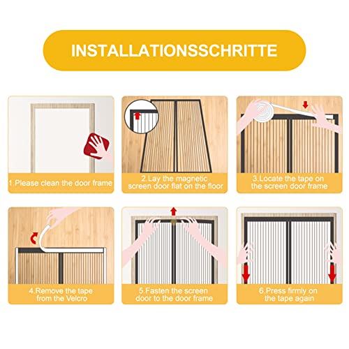 ViShawtek Fliegengitter Balkontür Magnet, Insektenschutz Fliegenvorhang Magnetisch Türe, Insektenschutz Vorhang tür Terrassentür, Insektengitter Lamellenvorhang Magnetvorhang Schwarz 120x210cm